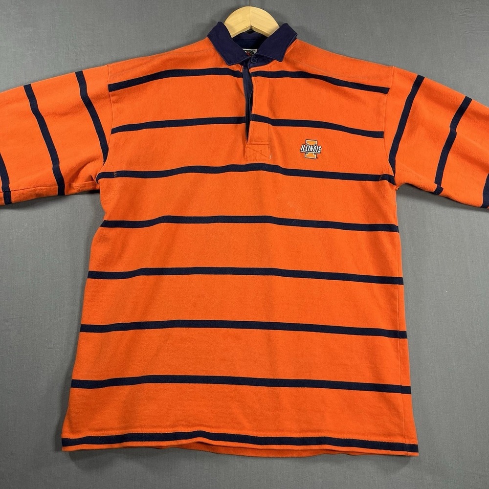 Illinois University Rugby Shirt mens XL Blue Orange Long Sleeve